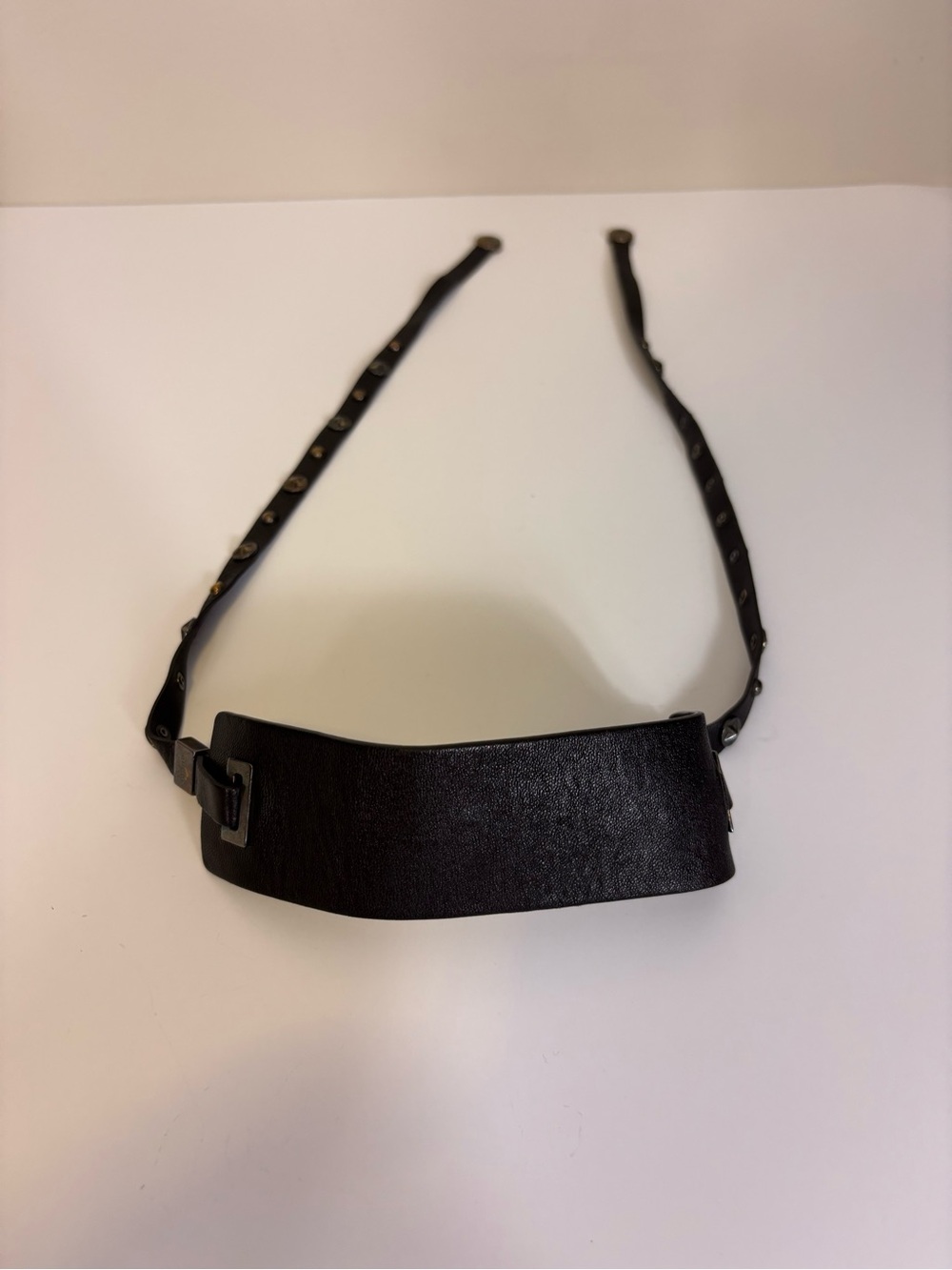 Gucci Dark Brown Leather Wide Leather Arm Cuff with Studded Detail Straps